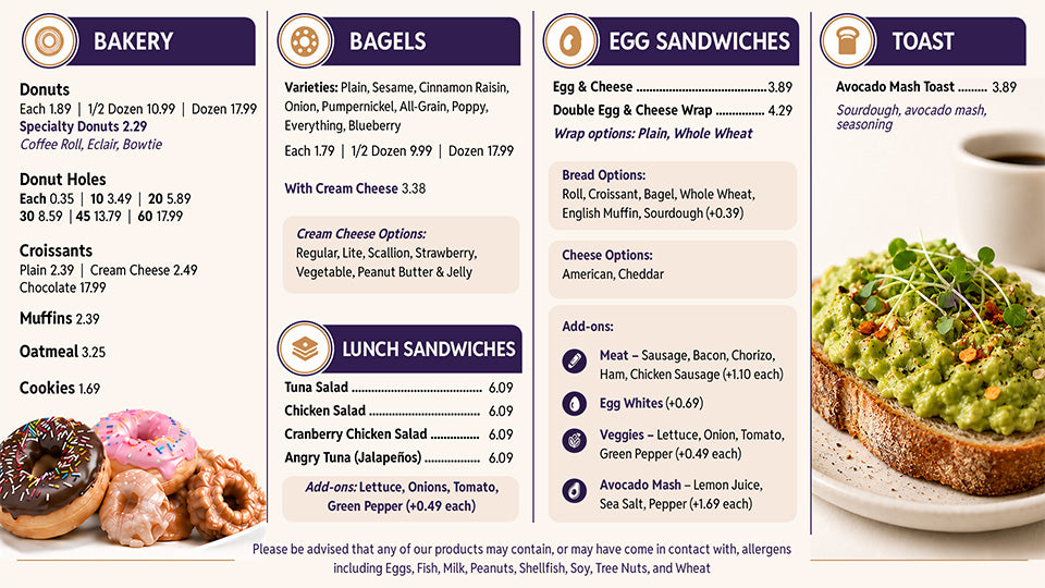 Donut Delight digital menu board design
