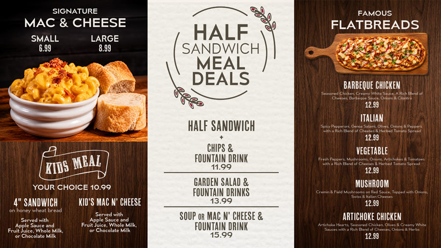 Sourdough Bread Company digital menu board design